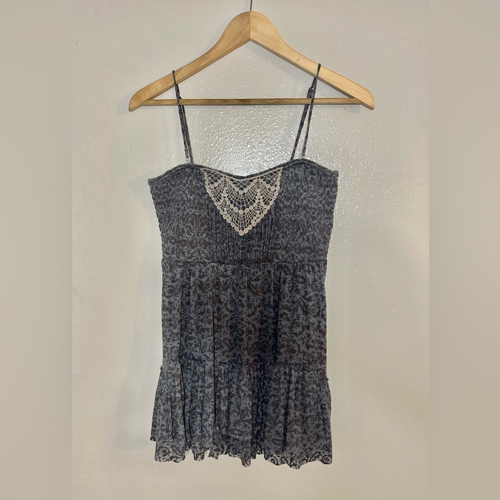 Free People Blue Floral Spaghetti Strap Dress Size S